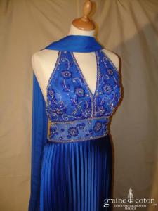 San Patrick (Pronovias) - Robe de soirée une pièce en soie bleue nuit (non stocké en boutique, essayage sur demande)