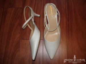Parallèle - Escarpins (chaussures) en tissu et cuir ivoire