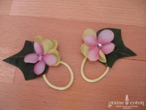 Elsa Gary - Paire de fleurs en tissu violet et vert pour décorer les chaussures