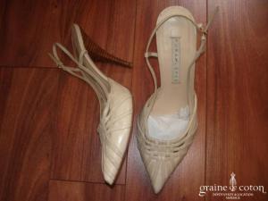 Pura Lopez - Escarpins (chaussures) ivoires en cuir