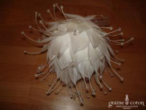 Joséphine - Boule plumes et perles - Diamètre 10 cm