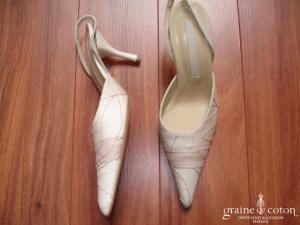 Cymbeline - Escarpins (chaussures) en organza de soie ivoire et rose