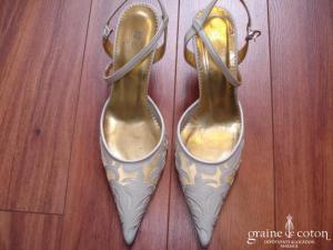 Dejean - Escarpins (chaussures) en cuir et tulle ivoire