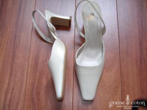 Dejean 1198 - Escarpins (chaussures) en cuir ivoire