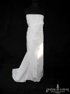Lanvin collection Blanche - Robe bustier en taffetas de soie ivoire drapé