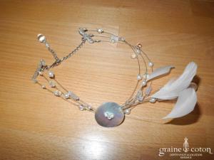 Création - Tour de cou (collier) avec perles et plumes