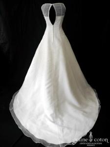 Les mariées d'Elodie - Robe en organza ivoire clair avec perles façon gouttes (bretelles)