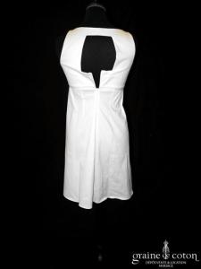 Consuelo Par Mari - Robe courte en coton épais ivoire (empire bretelles)