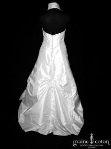 Eglantine Création - Robe en taffetas ivoire drapé avec tour de cou (tulle)