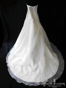 Marylise - Robe une pièce en organza drapé ivoire (bretelles)