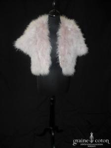 123 - Boléro  / manteau en plumes vieux rose