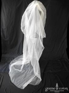Amarildine - Voile long de 3 mètres en tulle ivoire clair
