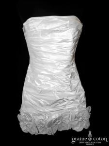 Cymbeline - Robe courte en taffetas drapé ivoire clair (bustier)