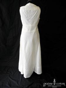 Création - Robe une pièce en soie sauvage ivoire clair (bretelles fluide drapé)