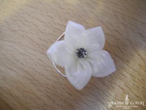 Bianco Evento - Lot de 6 curly fleur en organza ivoire (M12)