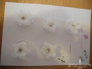 Bianco Evento - Lot de 6 curly fleur en organza ivoire (M12)