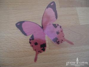 Papillon coloré sur papier rigide transparent