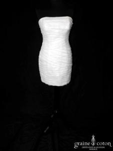 Max Chaoul - Robe sirène trasformable courte et longue en organza ivoire clair (plissé laçage)