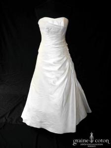 Mariées de Paris pour Cymbeline - Robe en soie sauvage drapée ivoire (laçage coeur)