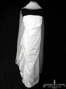Lanvin collection Blanche - Robe bustier droite en taffetas de soie ivoire drapé