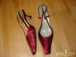 P.Verdi - Escarpins (chaussures) en cuir rouge nacré