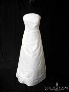 Création - Robe une pièce en soie sauvage ivoire (dos boutonné bustier)