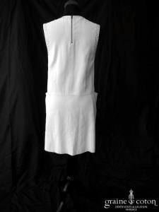 Chloé - Création courte blanche en soie et strass Swarovski (bretelles poches)