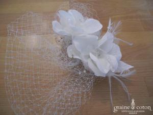 Bianco Evento - Bibi / coiffe / voilette fleurs en tissu sisal et strass (9483)