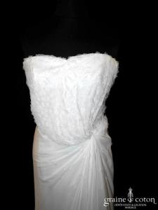 Cymbeline - Robe années 20 en mousseline de soie ivoire (fluide taille basse dos boutonné coeur bohème bustier)