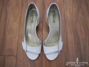 Minelli - Escarpins (chaussures) ouverts en cuir blanc