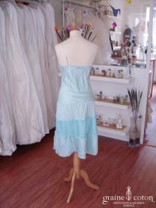 Morgan - Robe de soirée mi-longue en soie bleue (non stocké en boutique, essayage sur demande)