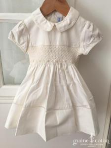 Hibiscus - Robe demoiselle d'honneur petite fille en coton blanc manches courtes