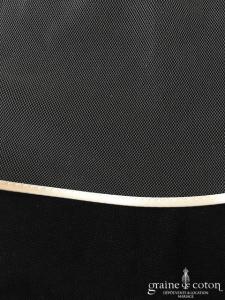 Bianco Evento - Voile simple long de 220 cm en soft tulle ivoire bordé de satin (S209 sans rabat)