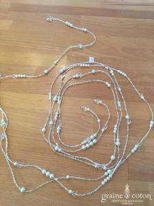Pronovias - Sautoir à nouer en perles ivoires et transparentes