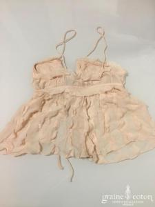 Delphine Manivet - Top lingerie en mousseline de soie rose poudrée (bretelles fluide)