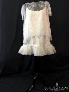 Delphine Manivet - Sous robe Lilian (crêpe de soie tulle bretelles courte)