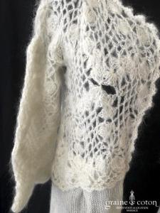 Delphine Manivet - Gilet manteau en laine et angora ivoire