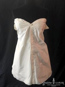 Delphine Manivet - Robe chemise en taffetas de soie ivoire (bustier courte taffetas soie)