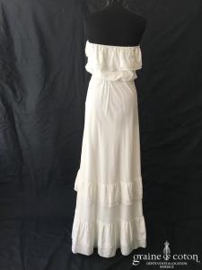 Delphine Manivet - Robe en coton blanc (bustier fluide bohème droite fourreau)