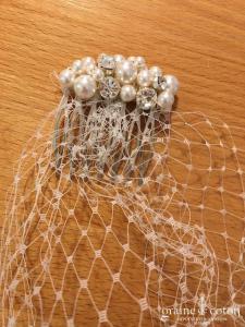 Création - Voilette en tulle et attaches peigne en perles
