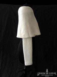 Bianco Evento - Étole / pull / boléro en laine ivoire clair (manches E290)