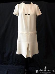 Cacharel - Robe courte en laine vierge ivoire (manches taille-basse courte laine)