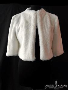 Bianco Evento - Boléro / manteau / veste en fausse fourrure ivoire (E307)