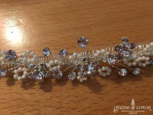 Bianco Evento - Cache peigne voile en perles ivoires nacrées et strass (676 cheveux)