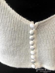 Bianco Evento - Pull gilet boléro en laine effet cachemire (manches longues dos boutonné dos-nu E326)
