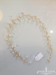 Création - Headband en perles ivoire et transparentes (cheveux)