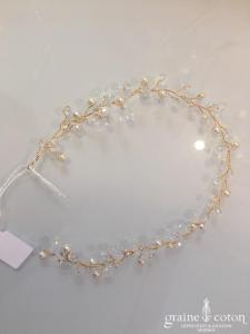 Création - Headband en perles ivoire et transparentes (cheveux)