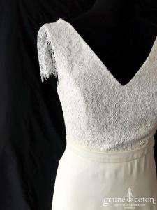 Marion Kenezi - Valentine (top jupe guipure mousseline crêpe de soie manches bretelles taille-haute bohème fluide décolleté-V dos-nu)