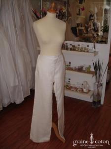 Zara - Pantalon en lin crème (non stocké en boutique, essayage sur demande)