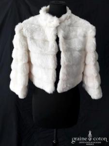 Manteau chaud en fausse fourrure ivoire clair (manches longues)